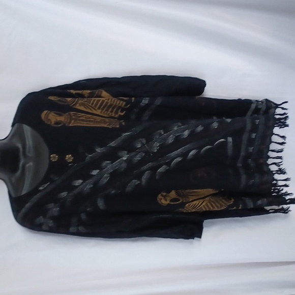 MEETU MAGIC Black /White Long Tunic SIZE 1x The African Scene, 29" pit to pit - Picture 1 of 6